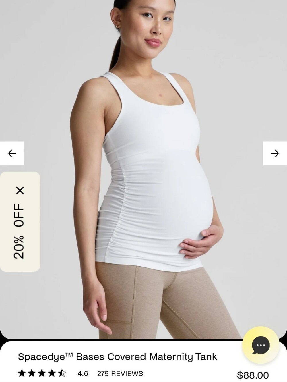 Beyond Yoga Basic White Women's Tank Top - Classic Crew Neck Pregnancy